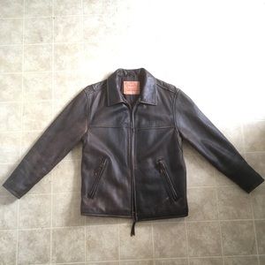 Vtg Brown Leather Levi’s Cafe Moto Jacket Sz M